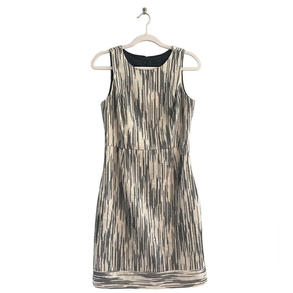 J. Crew beautiful sleeveless textured black & cream midi dress Women’s 4